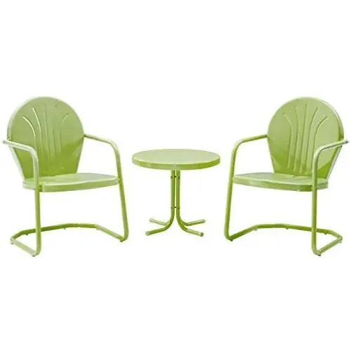 Crosley Furniture KO10004KL Griffith 3-Piece Retro Metal Outdoor Seating Set with 2 Chairs and Side Table, Key Lime Crosley Furniture KO10004KL Griffith 3-Piece Retro Metal Outdoor Seating Set with 2 Chairs and Side Table, Key Lime