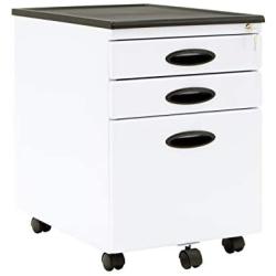 Calico Designs Metal Full Extension, Locking, 3-Drawer Mobile File Cabinet Assembled (Except Casters) for Legal or Letter Files with Supply Organizer Tray in White