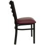 Flash Furniture HERCULES Series Black Ladder Back Metal Restaurant Chair - Burgundy Vinyl Seat
