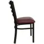 Flash Furniture HERCULES Series Black Ladder Back Metal Restaurant Chair - Burgundy Vinyl Seat