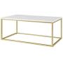 Walker Edison Modern Marble and Metal Frame Open Rectangle Coffee Accent Living Room Ottoman Table, 42 Inch, Marble & Gold