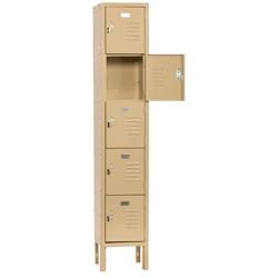 Five Tier Box Locker 12-Inch Wide 5-Feet High 12-Inch Deep Unassembled Metal Locker 5 Doors with Louvers 12W x 12D x 66H Perfect for School, Office, Gym, Garage or Lockers for Employees