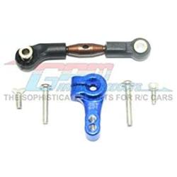 GPM for Traxxas Rustler 4X4 VXL (67076-4) Upgrade Parts Spring Steel Tie Rod + 25T Aluminum Servo Horn - 6Pc Set Blue