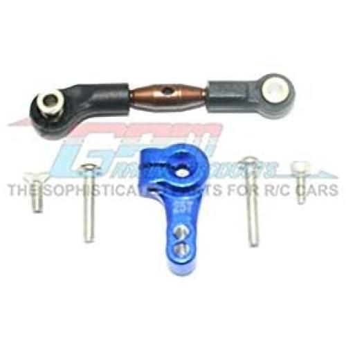 GPM for Traxxas Rustler 4X4 VXL (67076-4) Upgrade Parts Spring Steel Tie Rod + 25T Aluminum Servo Horn - 6Pc Set Blue