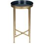 Kate and Laurel Celia Round Metal Foldable Tray Accent Table, Navy Blue with Gold Base