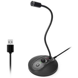 USB Computer Microphone with Mute Button, Plug&Play Condenser, Desktop, PC, Laptop, Mac, PS4 Mic -360 Gooseneck Design -Recording, Dictation, YouTube, Gaming, Streaming (Omnidirectional-JV601PRO)