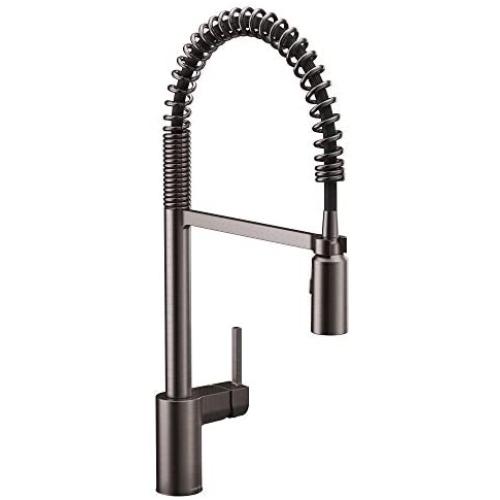 Moen 5923BLS Align One Handle Pre-Rinse Spring Pulldown Kitchen Faucet, Black Stainless