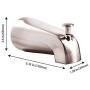 SENTO Slip On Nickel Universal Bathroom Tub Spout with Diverter, Durable Heavy Duty Metal Bathtub Faucet with Shower Diverter - 4 Inches 1/2'' Copper Pipe, Satin Nickel