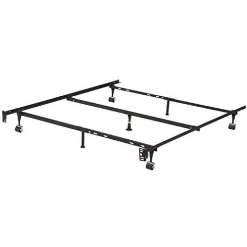 Kings Brand Furniture 7-Leg Adjustable Metal Bed Frame with Center Support Rug Rollers and Locking Wheels for Queen/Full/Full XL/Twin/Twin XL Beds