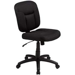 Amazon Basics Upholstered, Low-Back, Adjustable, Swivel Office Desk Chair, Black