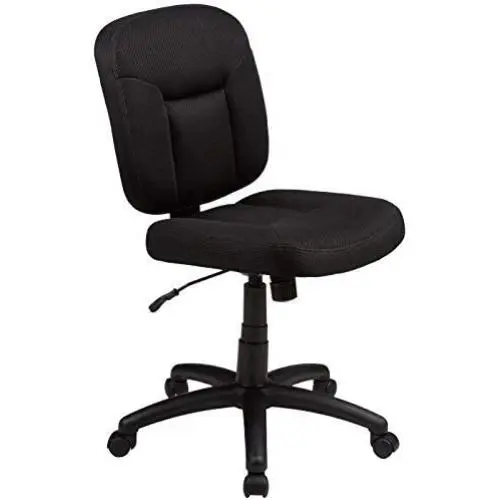 Amazon Basics Upholstered, Low-Back, Adjustable, Swivel Office Desk Chair, Black Amazon Basics Upholstered, Low-Back, Adjustable, Swivel Office Desk Chair, Black