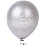 30 PC Biodegradable Balloons: Silver Funeral Balloons for Balloon Releases & Sympathy Gifts | Metallic Silver- Until We Meet Again