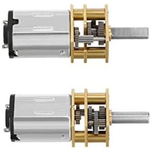 QMseller 2Pcs Micro Speed Reduction Motor DC 3V 25RPM with Full Metal Gearbox 0.15A Electric Gear Box Motor with 2 Terminals for DIY RC Toys