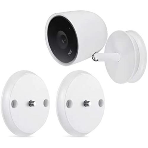 Wall Mount for Nest Cam IQ – Mount Nest IQ with Screws onto Any Wall or Use the Strong Magnet to Mount the Camera onto Any Metallic Surface Without Tools or Wall Damage –by Wasserstein (2 Pack, White)