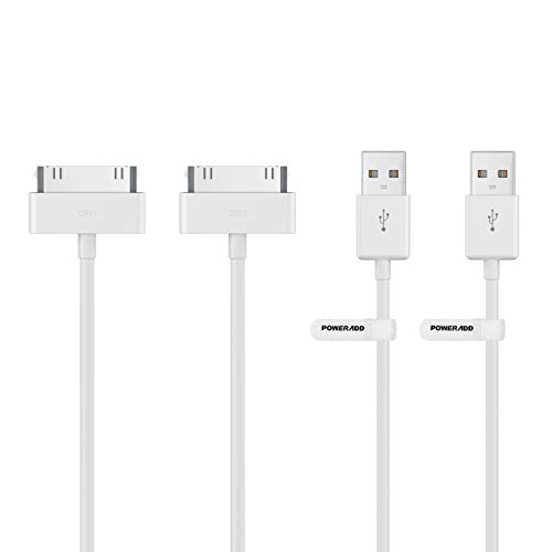 POWERADD Apple Certified iPhone 4 4s 3G 3GS iPad 1 2 3 iPod Touch Nano 30 Pin Charger USB Sync Cable (2PCS)
