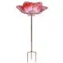 MUMTOP Bird Baths for Outdoors Glass Bird Bath Bowl Outdoor Bird Feeder Flower Pattern with Metal Stake for Garden, Yard and Lawn Decor (Red) MUMTOP Bird Baths for Outdoors Glass Bird Bath Bowl Outdoor Bird Feeder Flower Pattern with Metal Stake for Garden, Yard and Lawn Decor (Red)