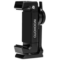 Metal Phone Tripod Mount with Cold Shoe,Woohoto 360 Rotation,Compatible with iPhone 11 12 Pro Max Tripod Mount,Sumsung Smartphone Mount Holder Adapter,Cell Phone Clamp,Video Rig Mount Live Streaming