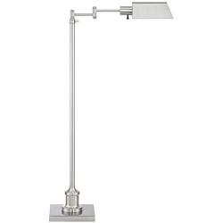 Jenson Modern Pharmacy Floor Lamp Adjustable Swing Arm Brushed Nickel Metal for Living Room Reading Bedroom Office - Regency Hill