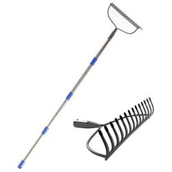 GLORYA Bow Rake - Heavy Duty Garden Rake with 6FT Stainless Steel Handle - Metal Rake for Gardening with 14 Tines