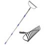 GLORYA Bow Rake - Heavy Duty Garden Rake with 6FT Stainless Steel Handle - Metal Rake for Gardening with 14 Tines