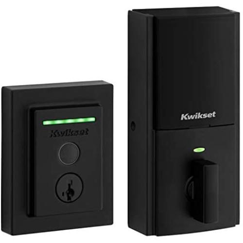 Kwikset Halo Touch Contemporary Square Wi-Fi Fingerprint Smart Lock No Hub Required featuring SmartKey Security in Matte Black (99590-004)