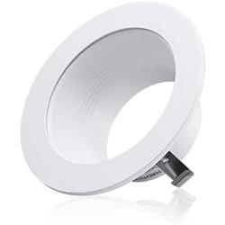 TORCHSTAR 4 Inch Recessed Can Light Trim with White Metal Step Baffle, for 4 Inch Recessed Can, Fit Halo/Juno Remodel Recessed Housing, Line Voltage Available, Pack of 6