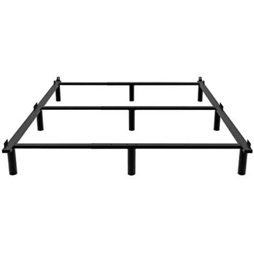 Adjustable Metal Bed Frame for Box Spring, ZIYOO Heavy Duty 9-Leg Support Bed Base for Box Spring and Mattress Set, Fits for Full,Queen,King, Cal King Size