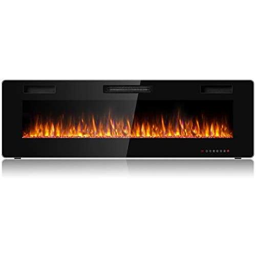 Tangkula 60 Inches Recessed Electric Fireplace, in-Wall & Wall Mounted Electric Heater with Adjustable Flame Color & Speed, Remote Control, Touch Screen, 750-1500W (60 Inches) Tangkula 60 Inches Recessed Electric Fireplace, in-Wall & Wall Mounted Electric Heater with Adjustable Flame Color & Speed, Remote Control, Touch Screen, 750-1500W (60 Inches)