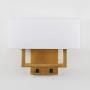 Permo 2-Lights Wall Sconce Light Fixture Antique Finish with White Textile Shades and 2pcs On/Off Switch Button Living Room Bedside Nightstand Light