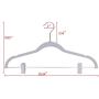 Quality Plastic 20-Pack Non Velvet Non-Flocked Thin Compact Coat Hangers with Metal Clips for Skirts Pants Blouses 360° Swivel Hook (Gray, 20)