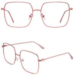 Slocyclub Oversized Blue Light Blocking Glasses for Women Men Non Prescription Metal Square Computer Glasses