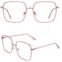 Slocyclub Oversized Blue Light Blocking Glasses for Women Men Non Prescription Metal Square Computer Glasses