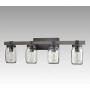 CLAXY Glass Mason Jar Wall Sconces Faux Distressed Metal 4 Light Bath Vanity Lights
