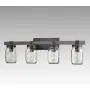 CLAXY Glass Mason Jar Wall Sconces Faux Distressed Metal 4 Light Bath Vanity Lights CLAXY Glass Mason Jar Wall Sconces Faux Distressed Metal 4 Light Bath Vanity Lights