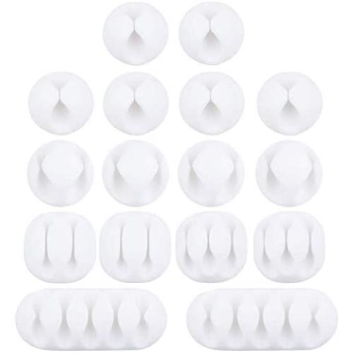 16 Pack OHill Multipurpose Cable Clips Holders for Organizing Cable Cords Home and Office, Self Adhesive Cord Holders