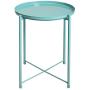 HollyHOME Tray Metal End Table, Sofa Table Small Round Side Tables, Anti-Rust and Waterproof Outdoor & Indoor Snack Table, Accent Coffee Table,（H） 20.28'' x（D） 16.38'', Blue
