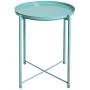 HollyHOME Tray Metal End Table, Sofa Table Small Round Side Tables, Anti-Rust and Waterproof Outdoor & Indoor Snack Table, Accent Coffee Table,（H） 20.28'' x（D） 16.38'', Blue