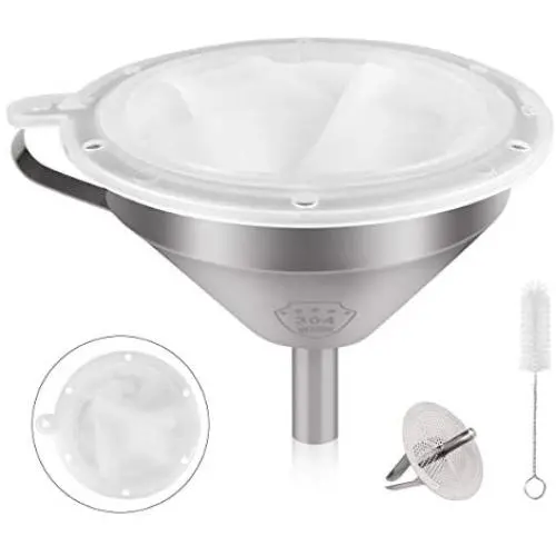 Stainless Steel Funnels for Kitchen, Food Grade Metal Funnels with 300 Mesh Food Filter, Detachable Strainer and Cleaning Brush for Transferring of Liquid, Fluid, Oil, Juice, Powder Stainless Steel Funnels for Kitchen, Food Grade Metal Funnels with 300 Mesh Food Filter, Detachable Strainer and Cleaning Brush for Transferring of Liquid, Fluid, Oil, Juice, Powder