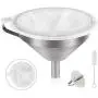 Stainless Steel Funnels for Kitchen, Food Grade Metal Funnels with 300 Mesh Food Filter, Detachable Strainer and Cleaning Brush for Transferring of Liquid, Fluid, Oil, Juice, Powder Stainless Steel Funnels for Kitchen, Food Grade Metal Funnels with 300 Mesh Food Filter, Detachable Strainer and Cleaning Brush for Transferring of Liquid, Fluid, Oil, Juice, Powder