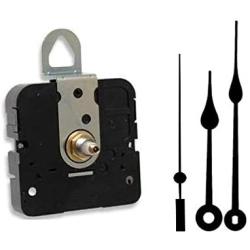 Takane Quartz Clock Movement Mechanism, Choose Your Hands and Size, USA Made (11/16'' Threaded Shaft for dials up to 1/2'' Thick, H Hands with Black Second Hand)