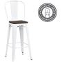 DHP Luxor 30'' Metal Wood Seat, White, Set of 2 Bar Stool
