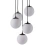 Amazon Brand – Rivet Eclipse Mid Century Modern 5-Globe Hanging Ceiling Pendant Chandelier Fixture - 20 x 20 x 48 Inches, Black Metal With Frosted Glass Globes