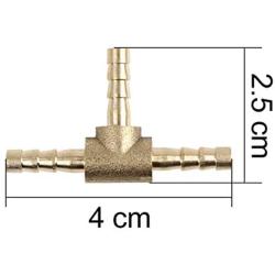 X AUTOHAUX 4mm Hose Barb Brass 3 Way Tee Connector Adaptor for Air Water Gas Oil Pipe 5pcs