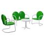 Crosley Furniture Griffith 4-Piece Metal Outdoor Conversation Set with Table, Loveseat, and 2 Chairs - Grasshopper Green