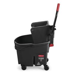 Rubbermaid Commercial WaveBrake 2.0 35 QT Side-Press Mop Bucket and Wringer, Black (1863896)