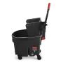 Rubbermaid Commercial WaveBrake 2.0 35 QT Side-Press Mop Bucket and Wringer, Black (1863896)