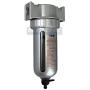 MID FLOW PARTICULATE FILTER/WATER TRAP FOR AIR COMPRESSOR COMPRESSED AIR LINES, 5u WITH POLY BOWL AND METAL BOWL GUARD (1/4'' NPT)