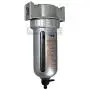 MID FLOW PARTICULATE FILTER/WATER TRAP FOR AIR COMPRESSOR COMPRESSED AIR LINES, 5u WITH POLY BOWL AND METAL BOWL GUARD (1/4'' NPT)