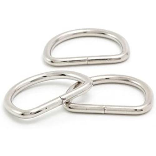 Metal D Ring 11/16'' (1/2'' Inside Dimension) Non Welded Nickel Plated Loop Ring for Buckle Straps Bags Belt (2-Pack)