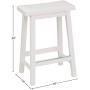 Amazon Basics Classic Solid Wood Saddle-Seat Kitchen Counter Stool with Foot Plate 24 Inch, White, Set of 2